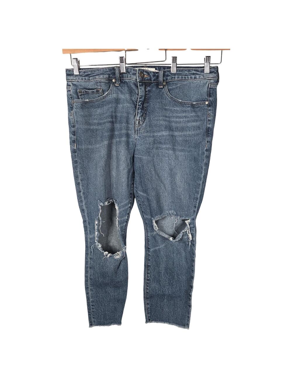 Torrid Jeans Womens 16R Blue High Rise Straight Distressed Ripped Knees Ankle